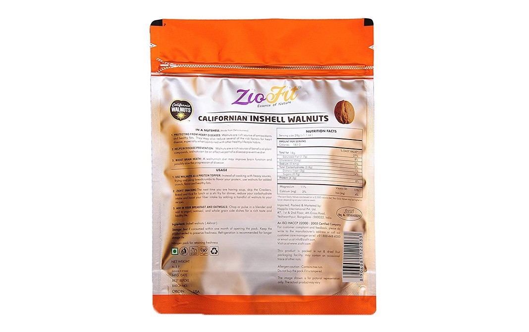 Ziofit Californian Inshell Walnuts    Pack  500 grams